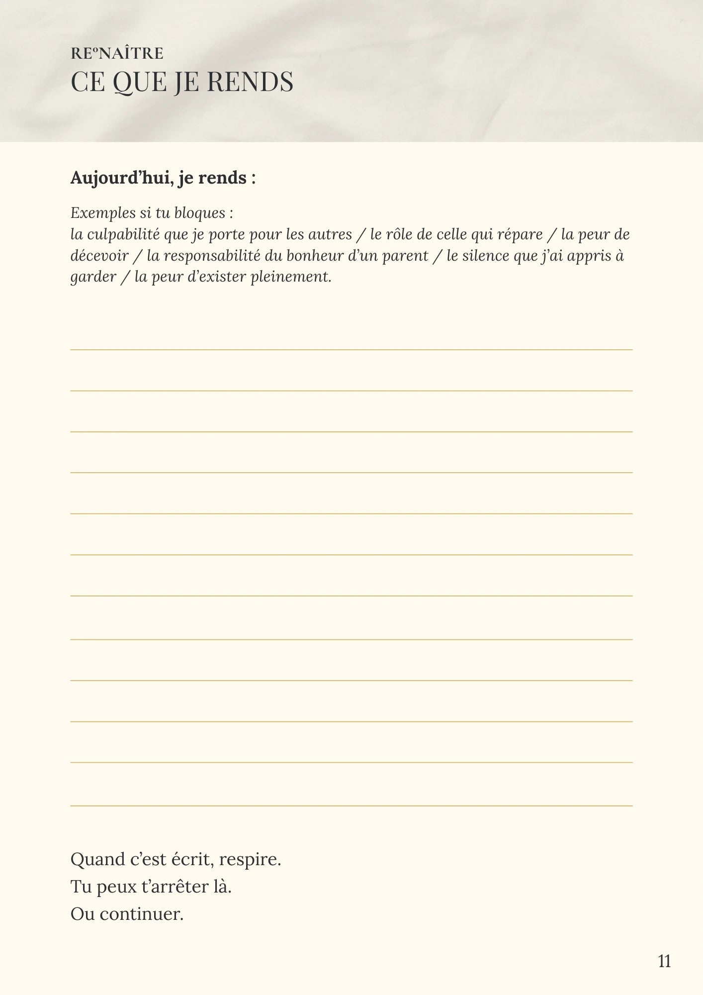 Parcours Libération - Je rends ce qui ne m’appartient pas - RE°NAÎTRE