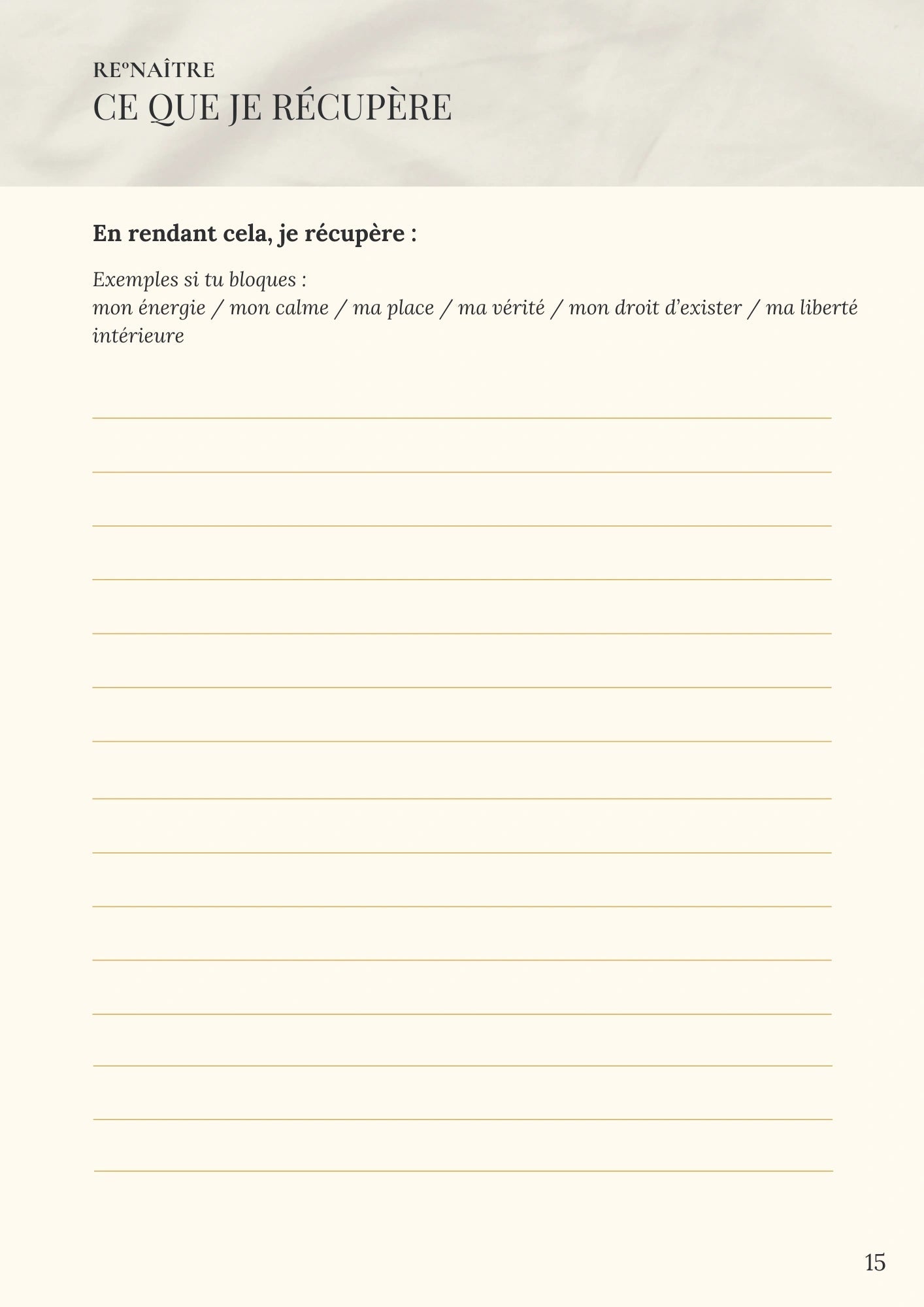 Parcours Libération - Je rends ce qui ne m’appartient pas - RE°NAÎTRE