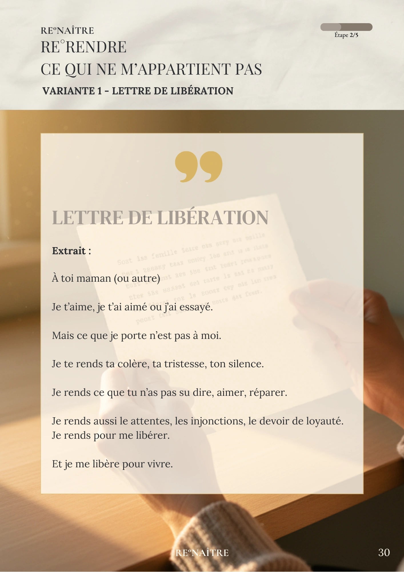 Parcours Libération - Je rends ce qui ne m’appartient pas - RE°NAÎTRE